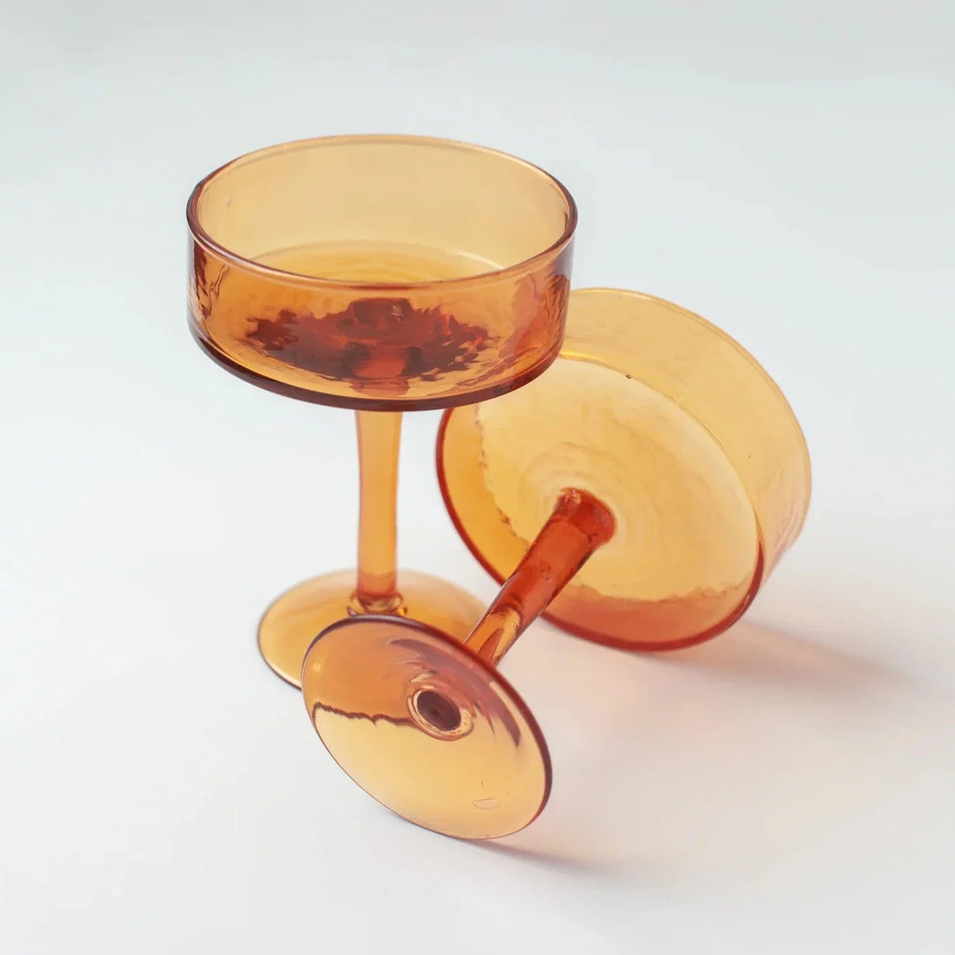Handblown Hammered Coupe Cocktail Glasses, set of 4